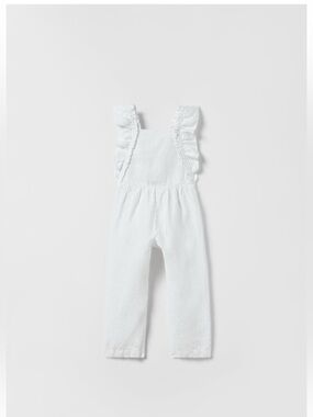 NWT ZARA KIDS RUFFLED LINEN OVERALLS SIZE 5-6y